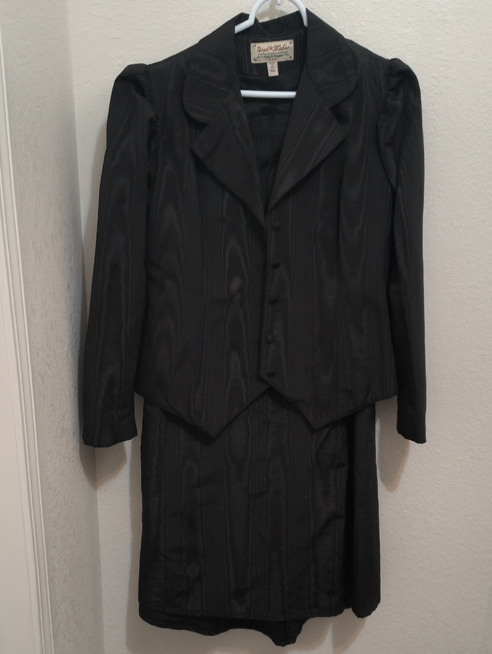 WAH MAKER Vintage Black Two-Piece Skirt Suit - Classic Victorian Reenactment XXL